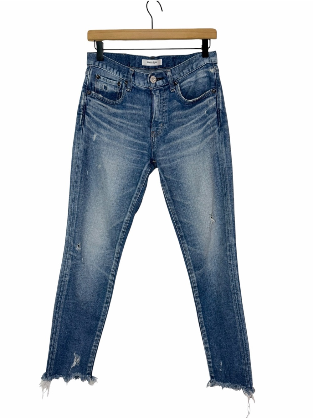 MOUSSY Vintage Distressed Raw Hem Jeans Size 26 Made in Japan